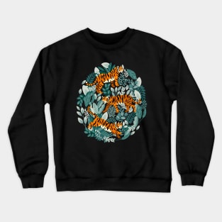 Bengal Tiger Teal Jungle Crewneck Sweatshirt